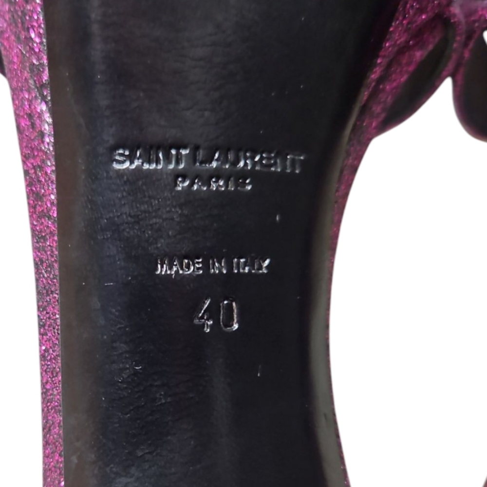 SAINT LAURENT | Hasar Glitter Platform Bow Heels Purple Size 40 / 9.5 - Picture 8 of 8